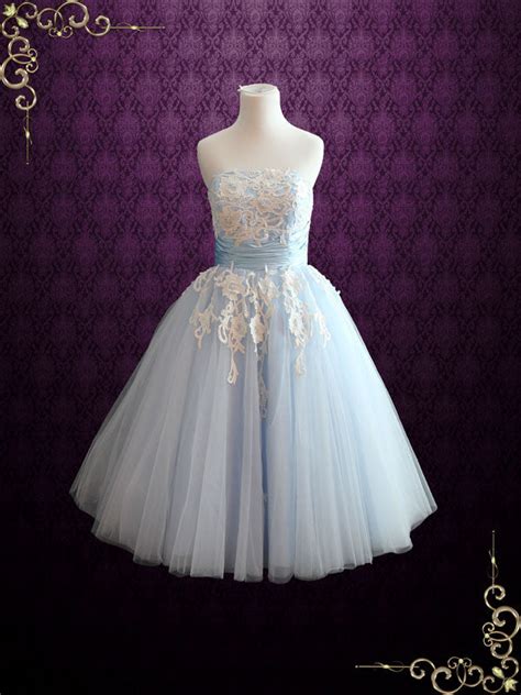 Ice Blue Retro Tea Length Ballerina Style Formal Dress Kelsey Ieie