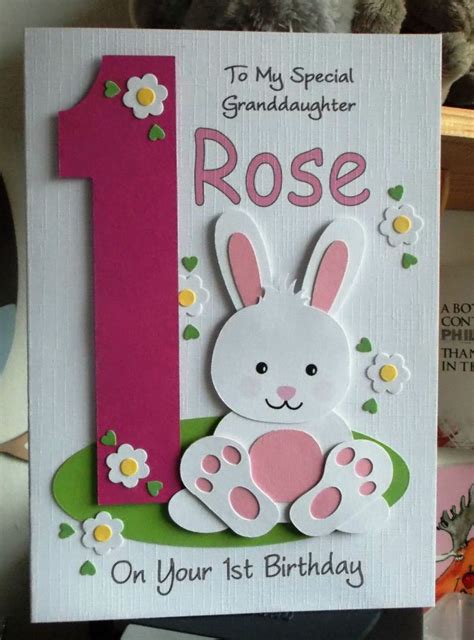 Perfect for friends & family to wish them a happy birthday on their special day. Personalised 1st Any Age Bunny Rabbit Birthday Card ...