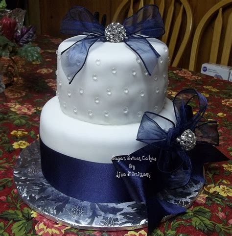 Navy Blue And White Wedding Cake