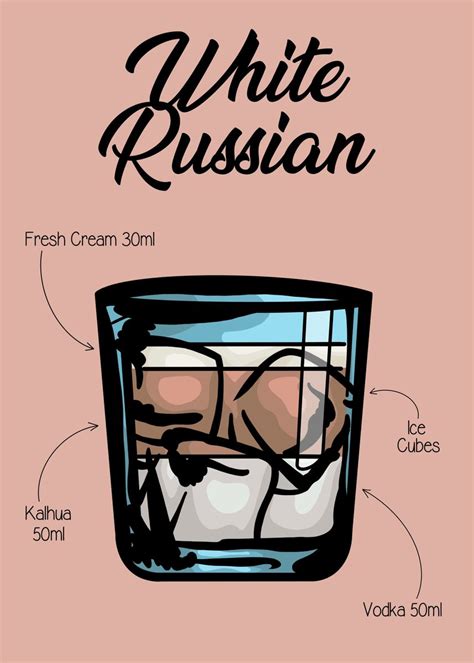white russian cocktail poster by huckleberryarts displate
