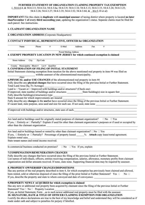 Usage of sample tax exemption forms. Fillable Form F.s. - Further Statement Of Organization ...