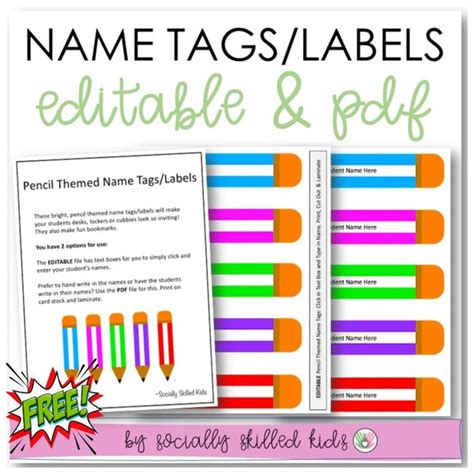 Pencil Themed Funny Face Name Tagsclassroom Labels Freebie