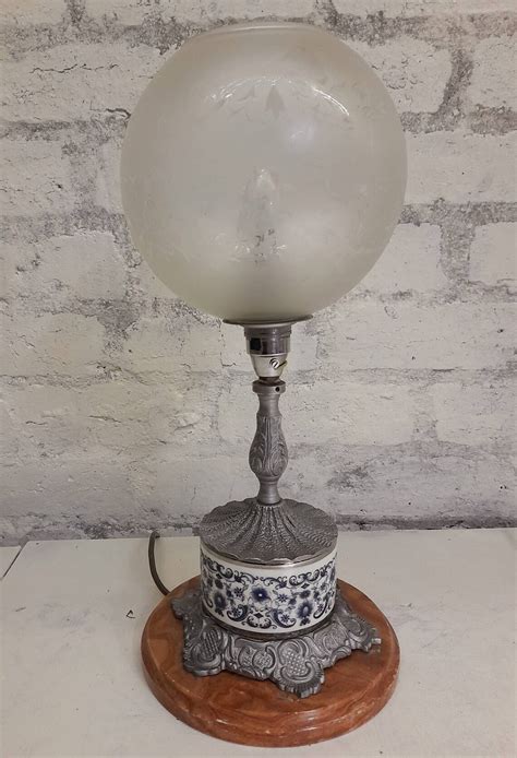 Ornate Vintage Table Lamp With Marble Base Decorative Ceramic Etsy