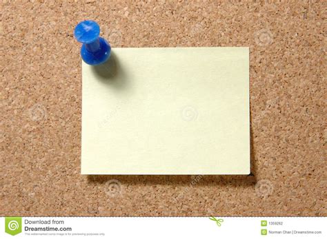 Post It Note With Pushpin On Corkboard Stock Photo Image Of Info