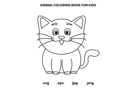 Fat Cat Coloring Book Page for Kids Graphic by doridodesign · Creative