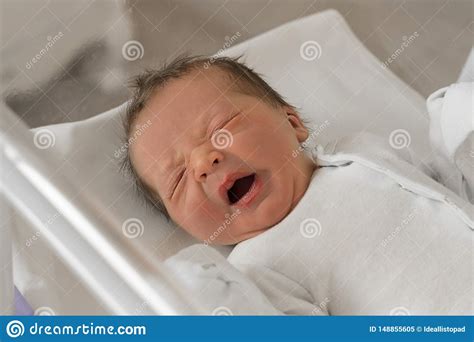 Funny Crying Newborn Baby Boy In The Maternity Hospital