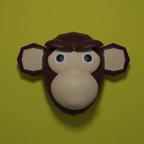 3d Model Monkey Mask Vr Ar Low Poly Cgtrader