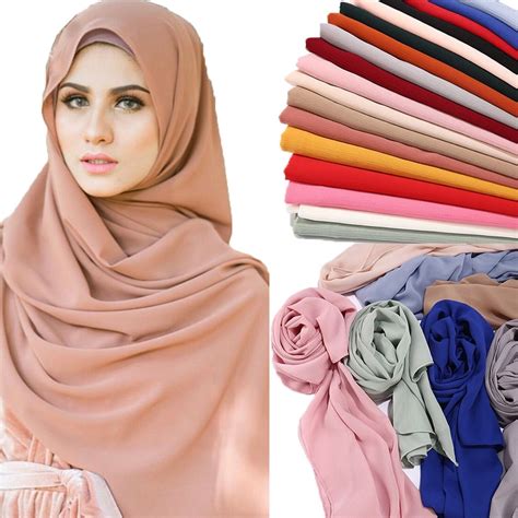 1 Pc High Quality Crinkle Chiffon Hijab Scarf Shawls Ladies Muslim