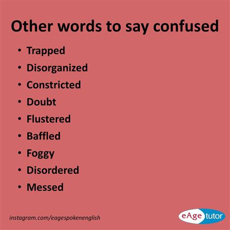 Other Words To Say Confused English Vocabulary Words Learning
