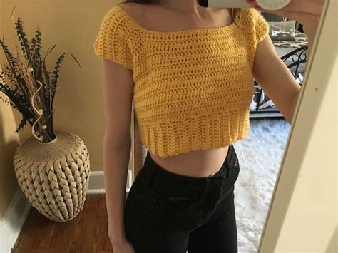 Crochet Off The Shoulder Top In Mustard Yellow Camisa De Ganchillo