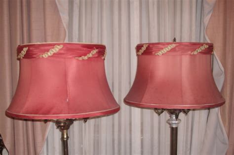 Vintage Valance Burgundy Silk Bell Lampshades Restored Pennsylvania