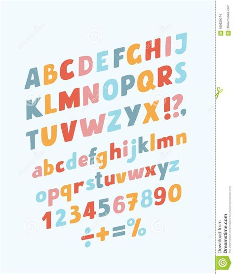 Slanted Style Cute Sans Serif Font Stock Vector Illustration Of