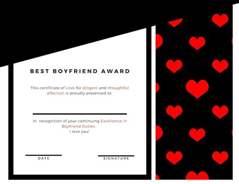 Best Boyfriend Award Printable Awards Best Boyfriend Ever Etsy