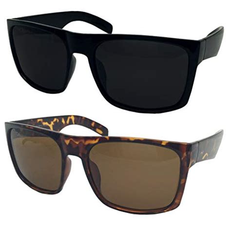 2 Pack Xl Polarized Men S Big Wide Frame Sunglasses Large Head Fit 1 Black 1 Tortoise
