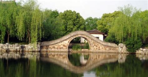 Lihu Bridge At Night Wuxi China Liyuan Garden Lies On The Bank Of