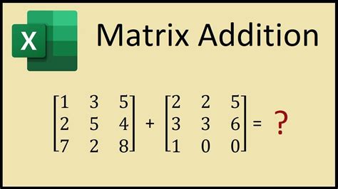 How To Add Matrices In Excel Youtube