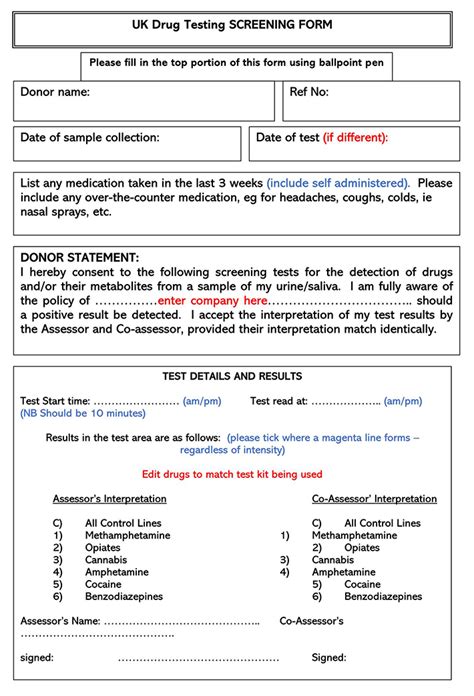 Free Drug Alcohol Testing Consent Forms Word Pdf