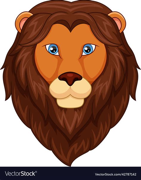 Cute Lion Head Cartoon Mascot Royalty Free Vector Image