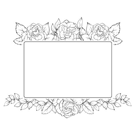 Premium Vector Outline Rose Flower Frame Border Decoration