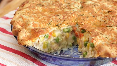 Chicken pot pie is the ultimate comfort food! Chicken Pot Pie with Herb and Cheddar Crust recipe - from Tablespoon!