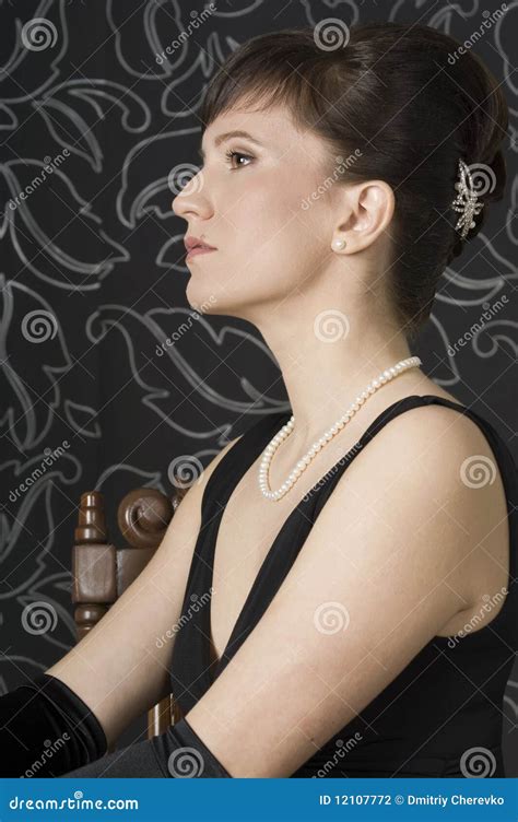 Portrait Of Aristocratic Lady In An Evening Dress Stock Photo Image