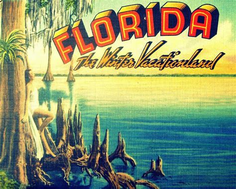 Florida Art Print Coastal Decor Old Florida State By Vintagebeach