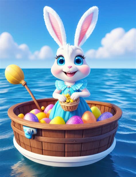 cute easter bunnies are boating aranyos húsvéti nyuszik csónakáznak megaport media képek