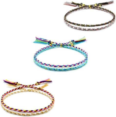 Vu100 6pcs Handmade Braided Friendship Bracelets For Women Girls Woven