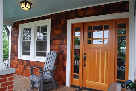 Craftsman Inspired Front Door And Cedar Shakes On Our Front Porch