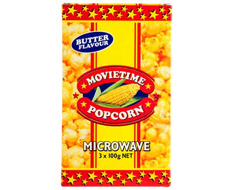 3 X Movietime Microwave Popcorn Butter 100g 3pk Au