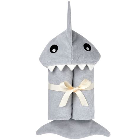 Elegant Baby Gray Shark Hooded Towel Stitch Sensations