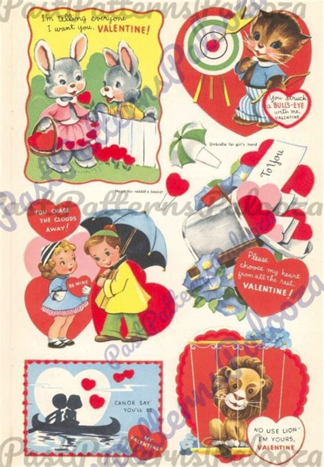 Printable Vintage 1955 Whitman Valentines Day Cards Cute Etsy