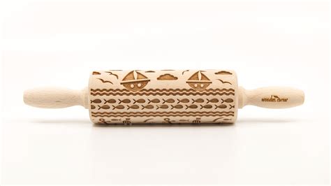 No R215 Marine Sailor 4 Embossing Rolling Pin Engraved Rolling Pin