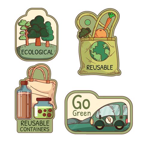 Free Vector Hand Drawn Ecology Badges Design