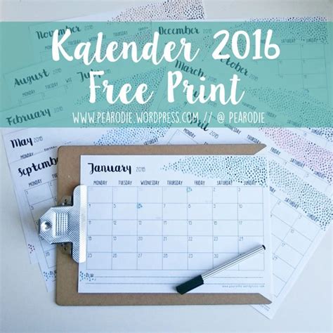 Diy Klemmbrett Kalender • 16 Schöne And Kostenlose Kalender Für 2016 Zum