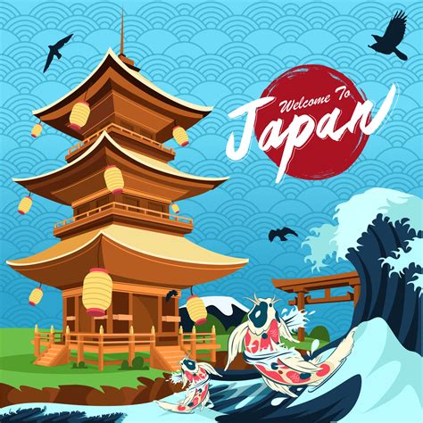 Japan Tourism Poster Design With Attractions Japan Travel In Japanese
