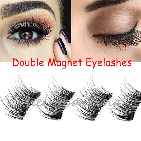 4pcs double magnetic eyelashes 3d reusable false magnet eye lashes extension hhb ebay