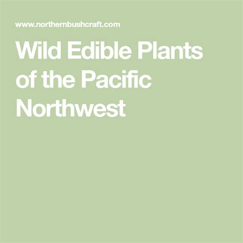 Wild Edible Plants Of The Pacific Northwest Edible Wild Plants