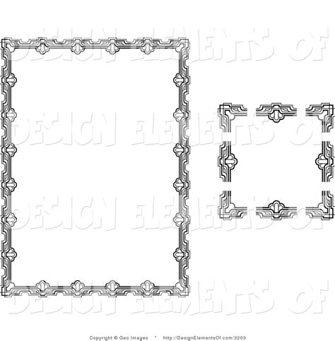 Free Download Of A Stationery Border With Ornate Designs On A Solid