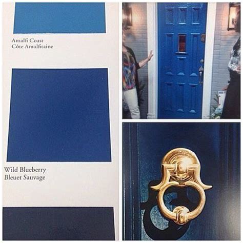 Blue And White Color Scheme With Gold Hardware On The Front Door Man In Background