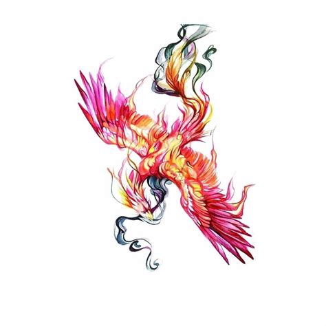 Tcool Colorful Watercolor Phoenix Dragon Temporary Tattoos For Kids