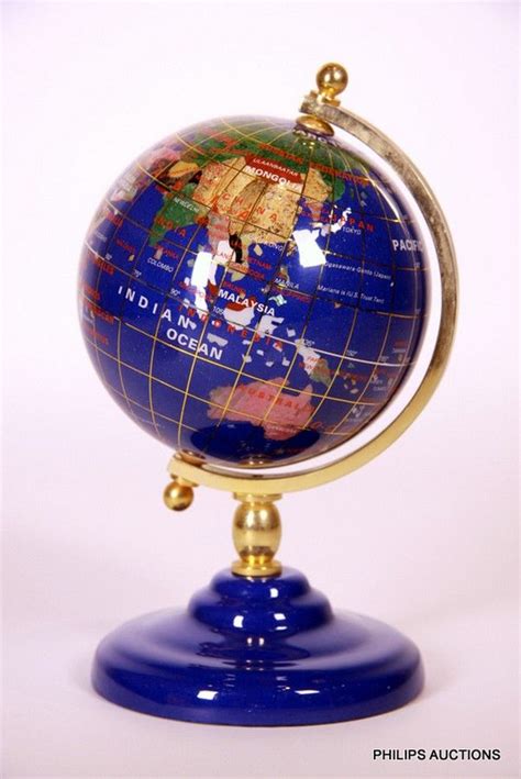 Semiprecious Globe On Brass Stand Globes Terrestial And Celestial