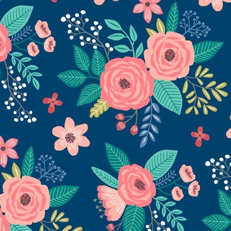 Shop for floral dishware online at target. Vintage Antique Floral Flowers on Navy Blue wallpaper ...