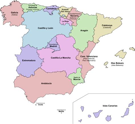 Europa landkarte wandkarte schulkarte lehrkarte rollkarte. Landkarte Spanien (Karte Autonome Gemeinschaften ...