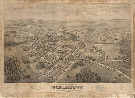 Vintage Pictorial Map Of Morristown Nj 1876 Drawing By