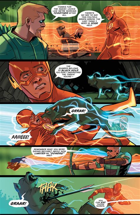 Comic Excerpt Green Arrow Flexing On Flash Green Arrow 26 R