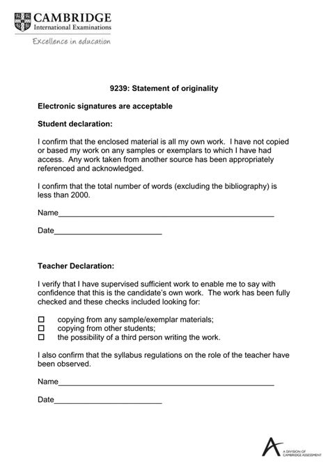 Maybe you would like to learn more about one of these? 9239: Statement of originality Electronic signatures are ...