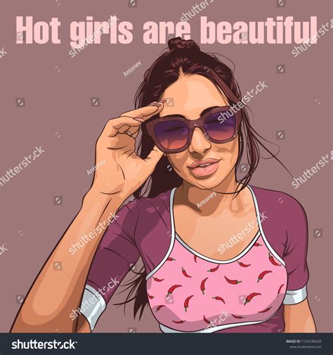 Sexy Young Woman Wearing Trendy Sunglasses Stock Vector Royalty Free