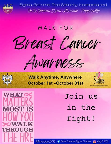 Delta Gamma Sigma Breast Cancer Awareness Walk October 1 To October 31