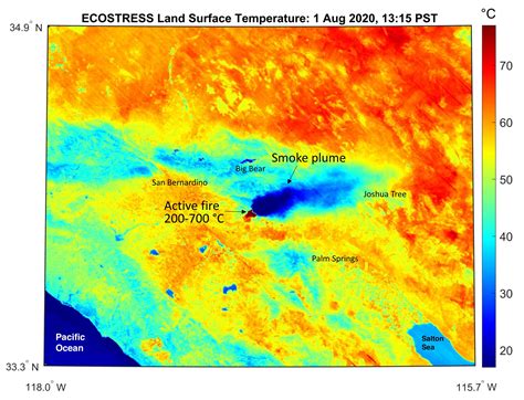 This interactive map uses geolocation tools to track the. Space Images | ECOSTRESS Gauges the Apple Fire's ...